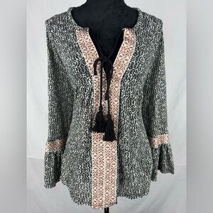 Anama Knitted Boho Blouse with Tie Detail